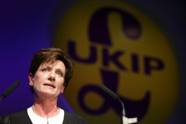 New leader of the anti-EU UK Independence Party (UKIP) Diane James gives an address at the