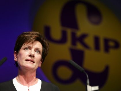 New leader of the anti-EU UK Independence Party (UKIP) Diane James gives an address at the