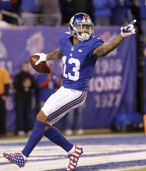 New York Giants' Odell Beckham Jr., New England Patriots' Tom Brady ...