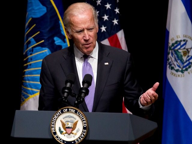 Vice President Joe Biden speaks during North Triangle forum accompanied by from left, the
