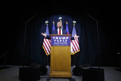 Republican presidential candidate Donald Trump speaks during a campaign rally, Monday, Oct