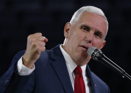 Republican Vice Presidential candidate, Indiana Gov. Mike Pence, gestures as he speaks at