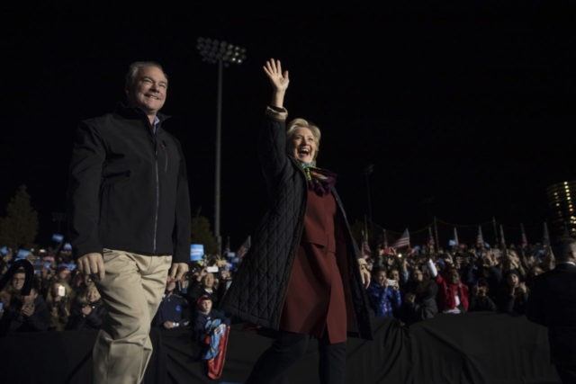 Democratic presidential candidate Hillary Clinton and vice presidential candidate Sen. Tim