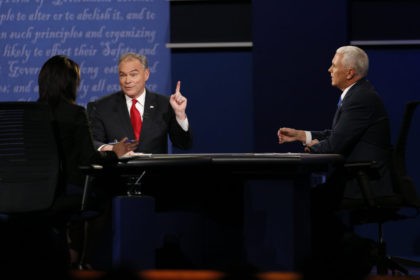 Republican vice-presidential nominee Gov. Mike Pence, right, and Democratic vice-president