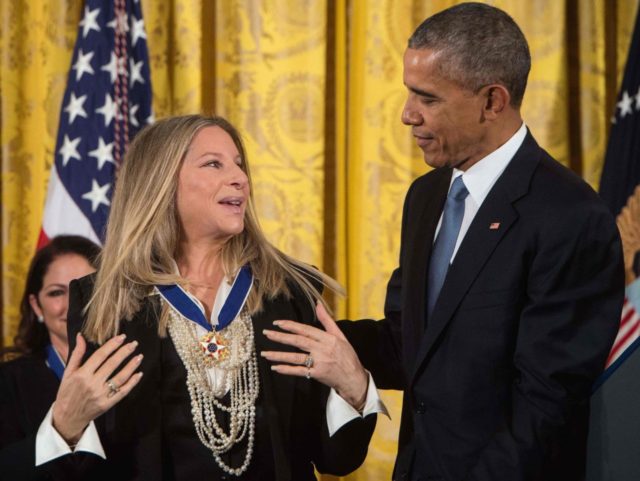 Barbra Streisand and Barack Obama (Nicholas Kamm / AFP / Getty)