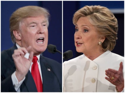 Trump: LAS VEGAS, NV - OCTOBER 19: Republican presidential nominee Donald Trump gestures s