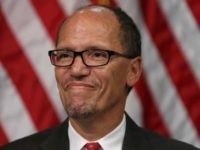 Labor Secretary Thomas Perez attends his ceremonial swearing-in at the Department of Labor September 4, 2013 in Washington, DC. Perez was officially sworn in July 23, 2013. Perez served as the Assistant Attorney General for the Civil Rights Division of the Department of Justice before being tapped by President Barack …