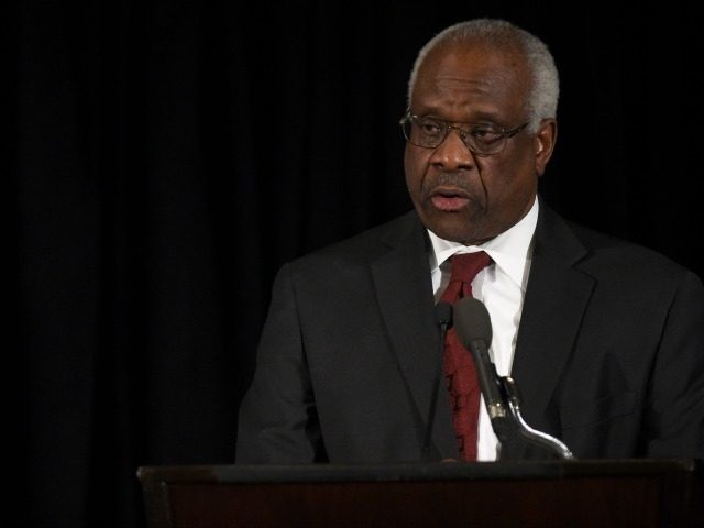 Supreme Court Justice Clarence Thomas speaks at the memorial service for former Supreme Court Justice Antonin Scalia at the Mayflower Hotel March 1, 2016 in Washington, DC.Justice Scalia died February 13 while on a hunting trip in Texas. (Photo by