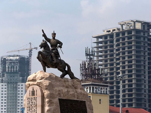 A picture taken on July 28, 2016 shows the statue of Damdin Sukhbaatar, the leader of Mong