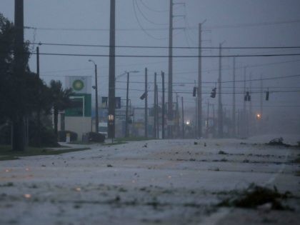 Lights are out on highway A1A from the winds of Hurricane Matthew, October 7, 2016 on Coco