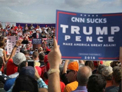 Republican presidential candidate Donald Trump speaks during a campaign rally at the Lakel