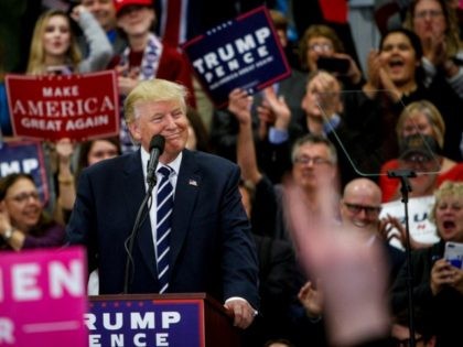 : Republican presidential candidate Donald Trump speaks at a rally at the Open Door Christ