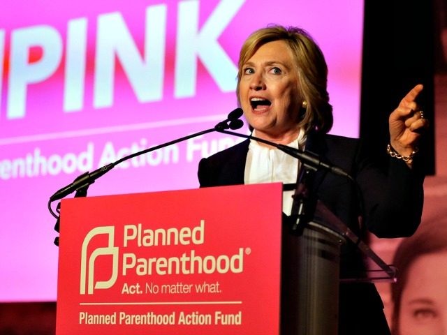 Democratic presidential candidate Hillary Clinton addresses an audience during an event Sunday, Jan. 10, 2016, in Hooksett, N.H., during which Planned Parenthood endorsed Clinton in the presidential race. The endorsement by the group's political arm marks Planned Parenthood's first time wading into a presidential primary. (
