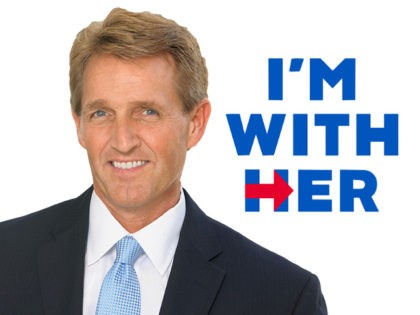 Jeff Flake with "I'm with Her" background