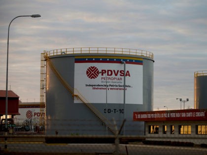 In this Feb. 18, 2015 photo, storage tanks stand in a PDVSA state-run oil company crude oil complex near El Tigre, a town located within Venezuela's Hugo Chavez oil belt, formally known as the Orinoco Belt. U.S. petroleum exports to Venezuela, much of it fuel additives to dilute the country’s …