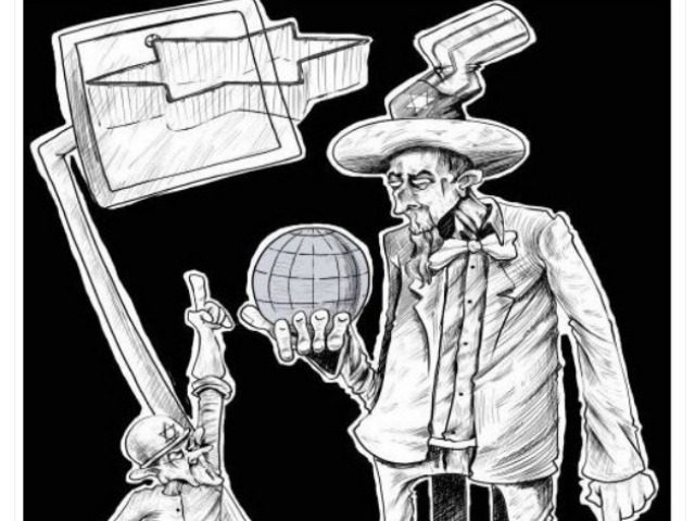 Uncle Sam Palestinian Cartoon Jews Israel controlling world (Credit: Palestinian Media Watch)