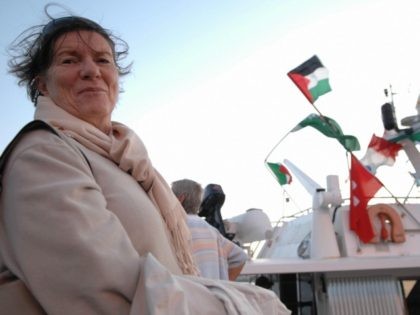 Former member of the British parliament Baroness Jeniffer Tonge stands in front of the boat 'Dignity' as he gets ready along with other peace activists and European politicians to sail out from the southern Cypriot port of Larnaca to the Gaza Strip on November 7, 2008. Eleven European politicians, most …
