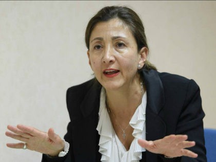 Ingrid Betancourt, former presidential candidate for Columbia, speaks about the formation of the committee "Justice for Victims of 1988 Massacre in Iran" during a press conference, in Geneva, Switzerland, Wednesday, Sept. 21, 2016. (Martial Trezzini/Keystone via AP)