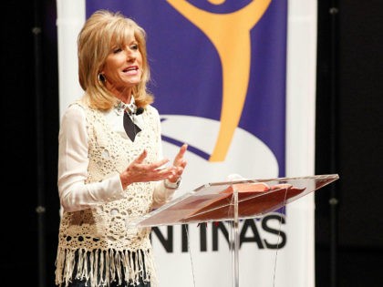 NASHVILLE, TN - OCTOBER 06: NASHVILLE, TN - OCTOBER06:Evangelist and author Beth Moore speaks at the Dove Nominee Luncheon at the Schermerhorn Symphony Center on October 6, 2014 in Nashville, Tennessee. (Photo by Terry Wyatt/Getty Images for Dove Awards)