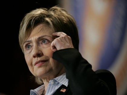 Sen. Hillary Rodham Clinton, D-N.Y., tells the audience to think smart as she delivers the