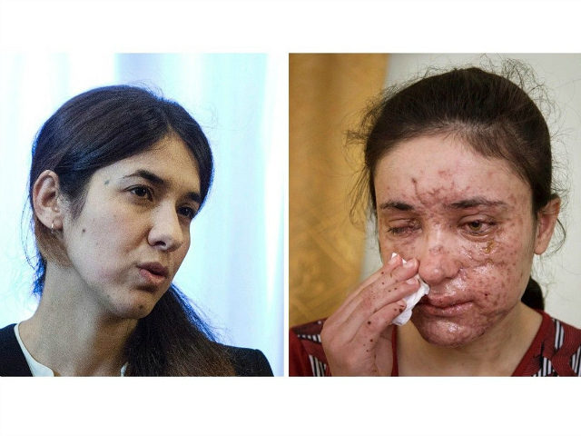 COMBO - this combination of two file photos shows Iraqi Yazidis Nadia Murad Basee, left, a