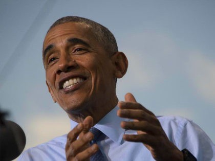 US President Barack Obama speaks during a Hillary for America campaign event in Greensboro