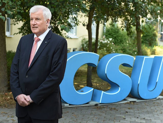 Governor of the Bavarian State, Horst Seehofer speaks during an television interview after