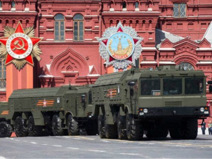 FILE - In this file photo taken on Saturday, May 9, 2015, Iskander missile launchers are driven during the Victory Parade marking the 70th anniversary of the defeat of the Nazis in World War II, in Red Square in Moscow. The Russian military said Thursday Oct. 20, 2016 it conducted …
