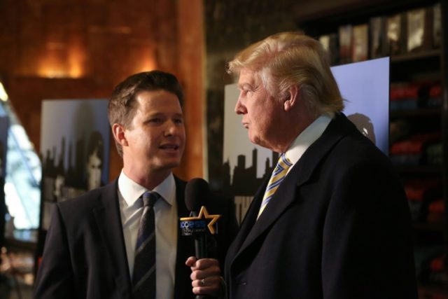 Donald Trump (R) is interviewed by Billy Bush of Access Hollywood at 'Celebrity Apprentice