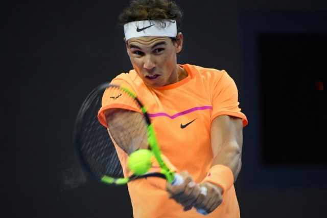 Spain's Rafael Nadal in action against Grigor Dimitrov of Bulgaria in the China Open quart