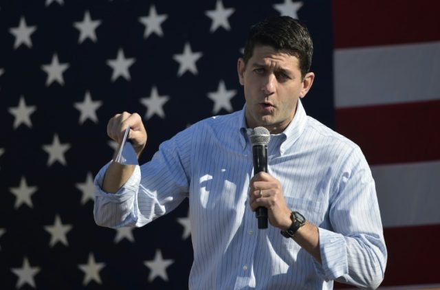 US House Speaker Paul Ryan speaks during the 1st Congressional District Republican Party o