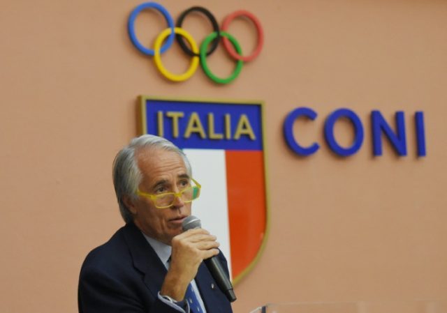 President of the Italian Olympic Committee (CONI), Giovanni Malago, speaks during a press