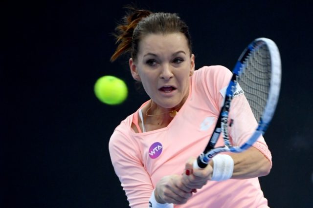 Poland's Agnieszka Radwanska in action during the China Open in Beijing on October 9, 2016