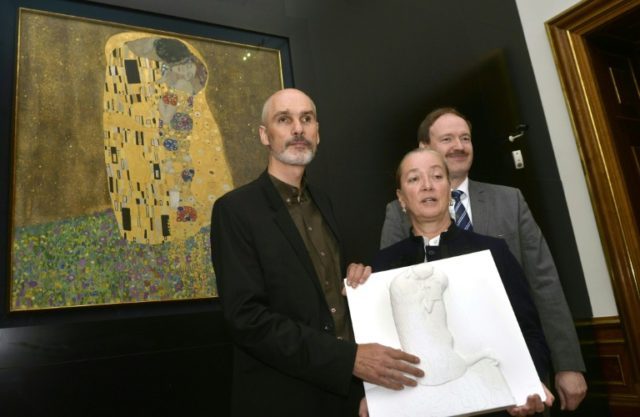 A special three-dimensional version of Gustav Klimt's masterpiece 'The Kiss' is unveiled i