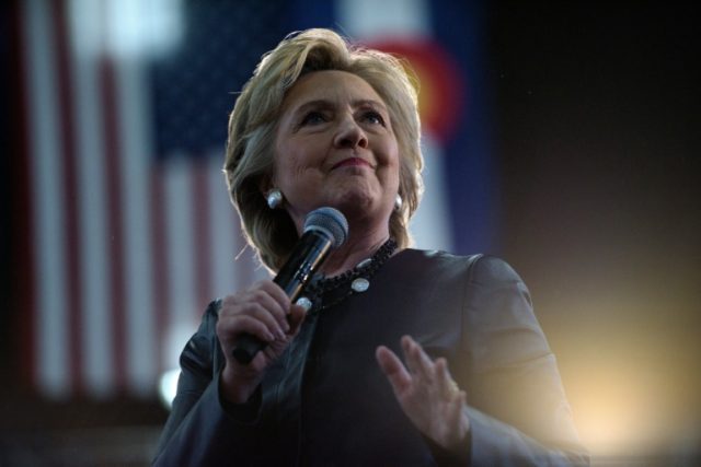 Democratic presidential nominee Hillary Clinton speaks at a rally in Colorado on October 1