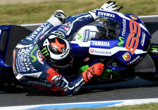 Yamaha rider Jorge Lorenzo was fastest in practice on October 14, 2016 ahead of this weeke