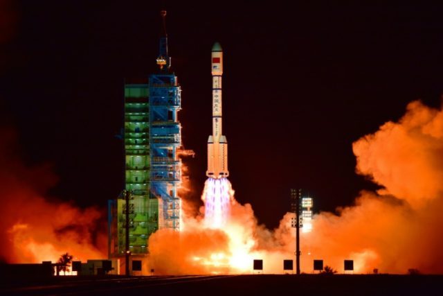 China's Tiangong 2 space lab is launched on a Long March-2F rocket from the Jiuquan Satell
