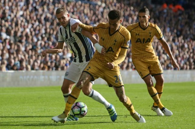 Dele Alli (centre) scored to rescue a point for Tottenham Hotspur in a 1-1 draw away to We