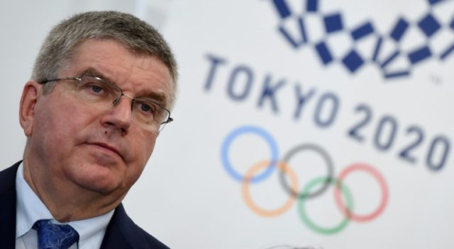 International Olympic Committee (IOC) President Thomas Bach appears at a press conference