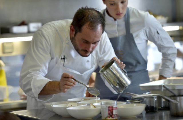 French chef Alexandre Couillon in the kitchen of his restaurant La Marine in Noirmoutier-e