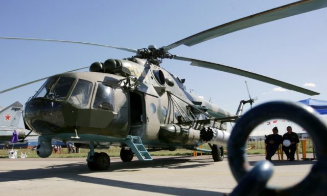 File picture shows a Russian type Mi-8 helicopter similar to one that crashed outside the