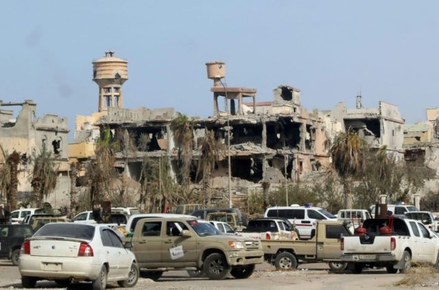 Forces loyal to Libya's unity government pictured in the city of Sirte, east of the capita