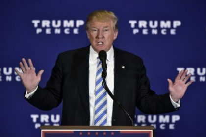 Republican presidential nominee Donald Trump speaks during a campaign event at the Eisenho