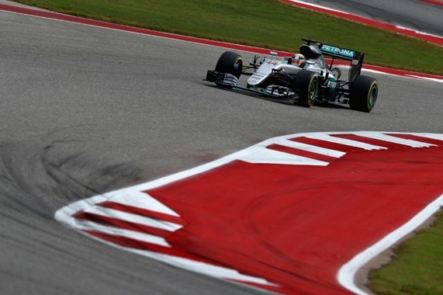 Lewis Hamilton of Great Britain of Mercedes drives during the United States Formula One Gr