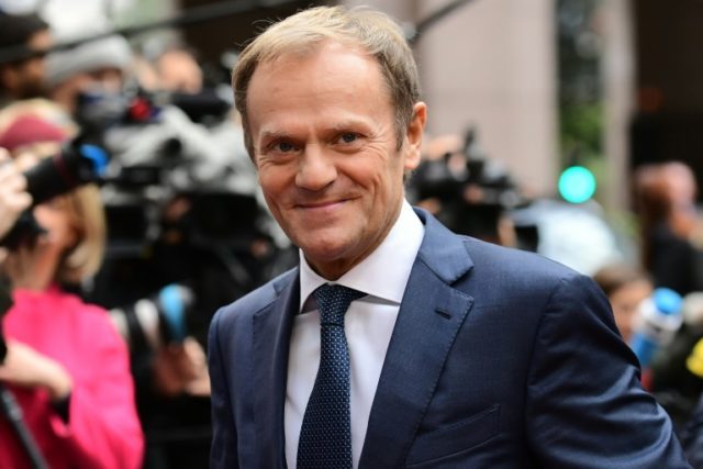 European Council President Donald Tusk arrives for a European Union leaders summit on Octo