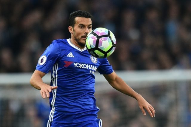 Chelsea forward Pedro Rodriguez opened the scoring against Manchester United at Stamford B