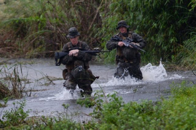US Marines take part in a joint training exercise with Philippine soldiers in San Antonio