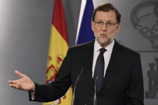 Spanish Prime Minister Mariano Rajoy speaks at a press conference at the Moncloa Palace in