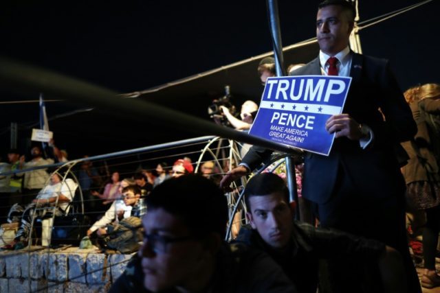 Israeli supporters of US republican presidential candidate Donald Trump attend a pre-US el
