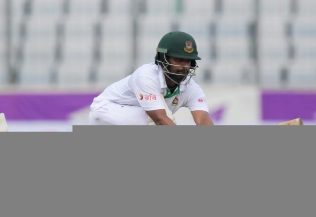 Bangladesh's Tamim Iqbal plays a shot during the first day of the second Test match agains